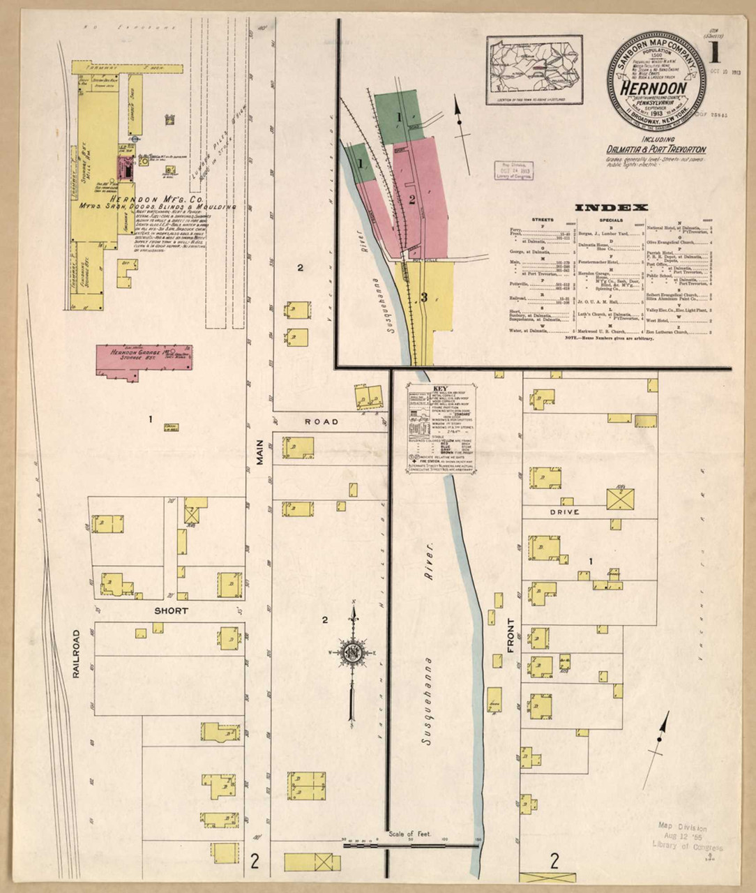 Herndon Pennsylvania 1913 - Fire Insurance Index - Old Map Reprint